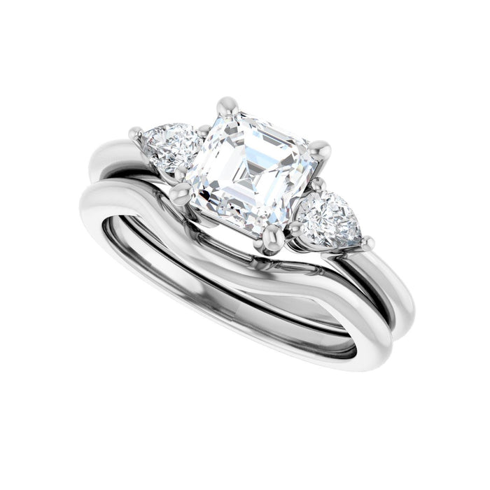 14K White Gold 6 x 6 mm Asscher 1/4 CTW Lab-Grown Diamond Semi-Set Engagement Ring