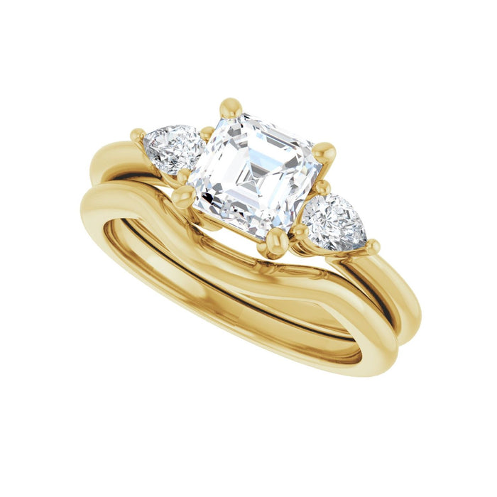14K Yellow Gold 6 x 6 mm Asscher 1/4 CTW Lab-Grown Diamond Semi-Set Engagement Ring