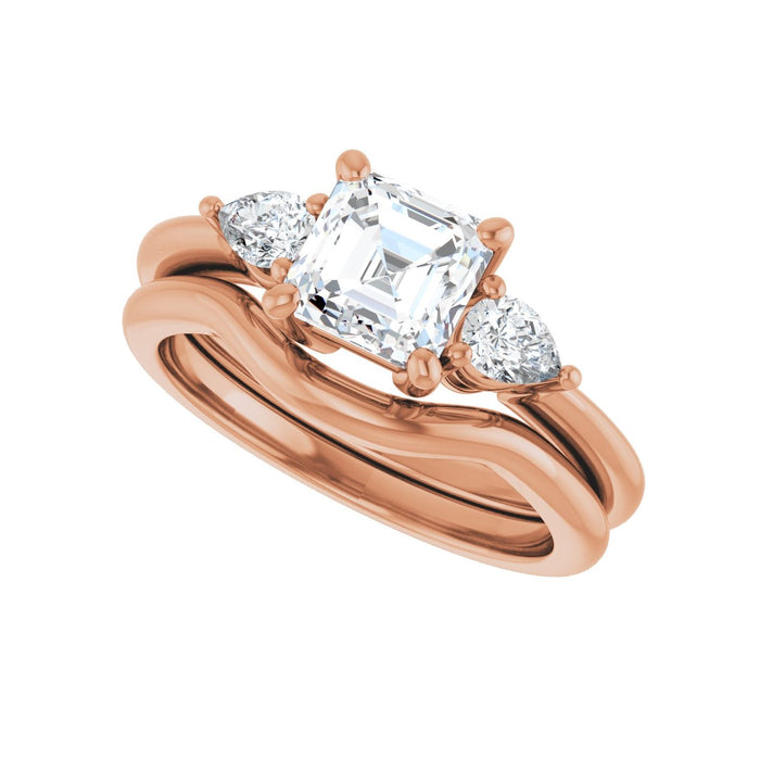 14K Rose Gold 6 x 6 mm Asscher 1/4 CTW Lab-Grown Diamond Semi-Set Engagement Ring