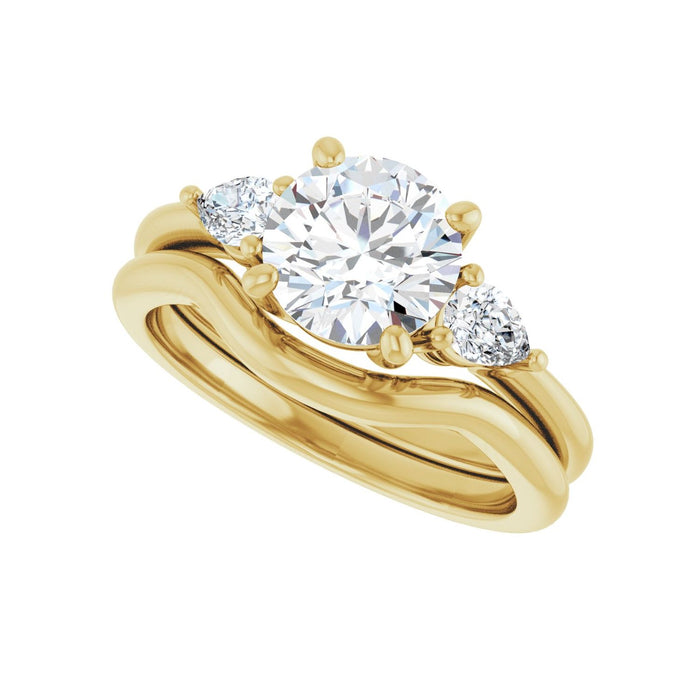 14K Yellow Gold 7.4 mm Round 1/4 CTW Lab-Grown Diamond Semi-Set Engagement Ring