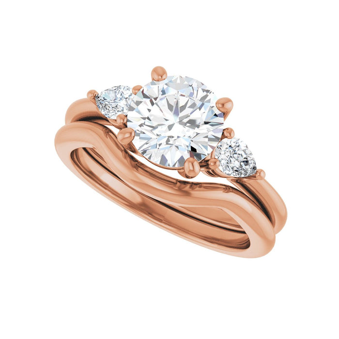 14K Rose Gold 7.4 mm Round 1/4 CTW Lab-Grown Diamond Semi-Set Engagement Ring
