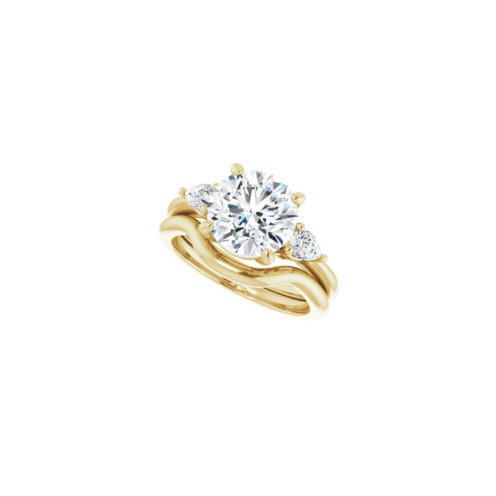 14K Yellow Gold 9 mm Round 1/4 CTW Lab-Grown Diamond Semi-Set Engagement Ring