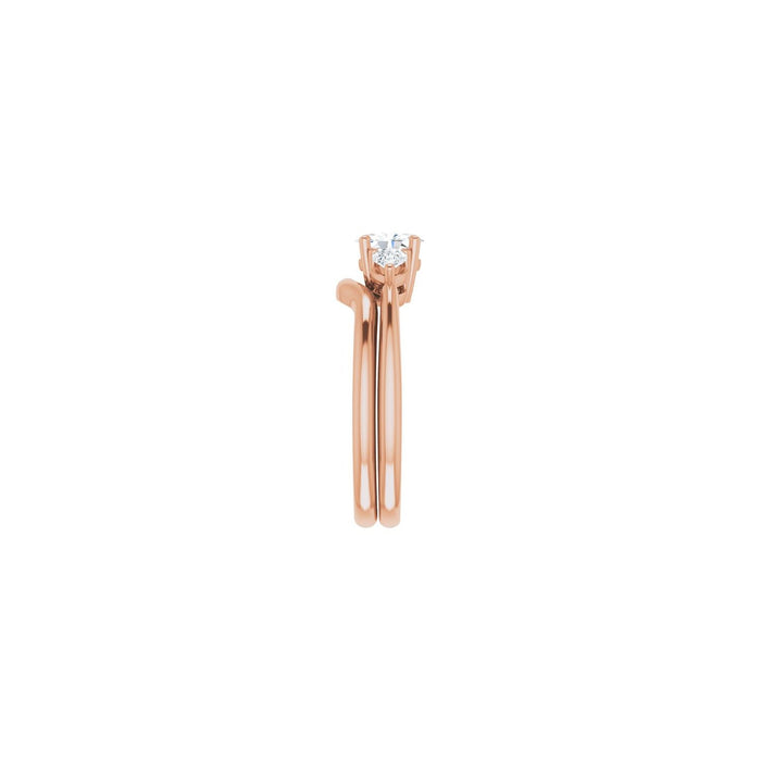 14K Rose Gold 6 x 4 mm Oval 1/4 CTW Lab-Grown Diamond Semi-Set Engagement Ring