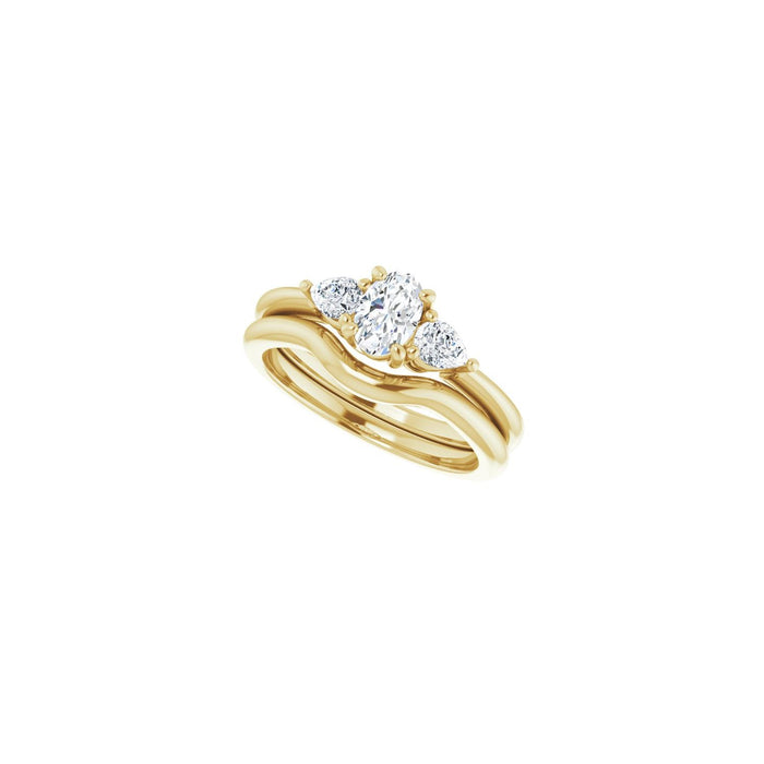 14K Yellow Gold 6 x 4 mm Oval 1/4 CTW Lab-Grown Diamond Semi-Set Engagement Ring