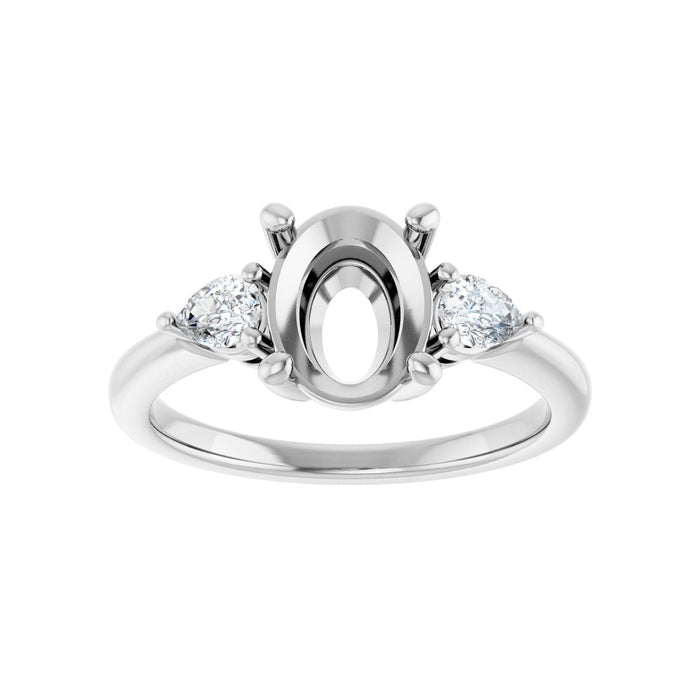 14K White Gold 9x7 mm Oval 1/4 CTW Lab-Grown Diamond Semi-Set Engagement Ring