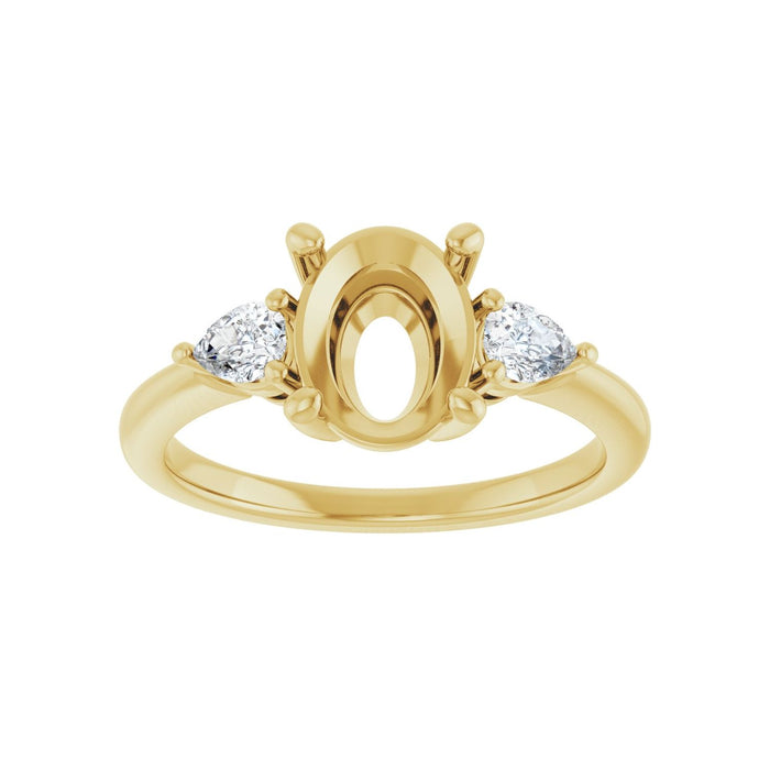 14K Yellow Gold 9x7 mm Oval 1/4 CTW Lab-Grown Diamond Semi-Set Engagement Ring