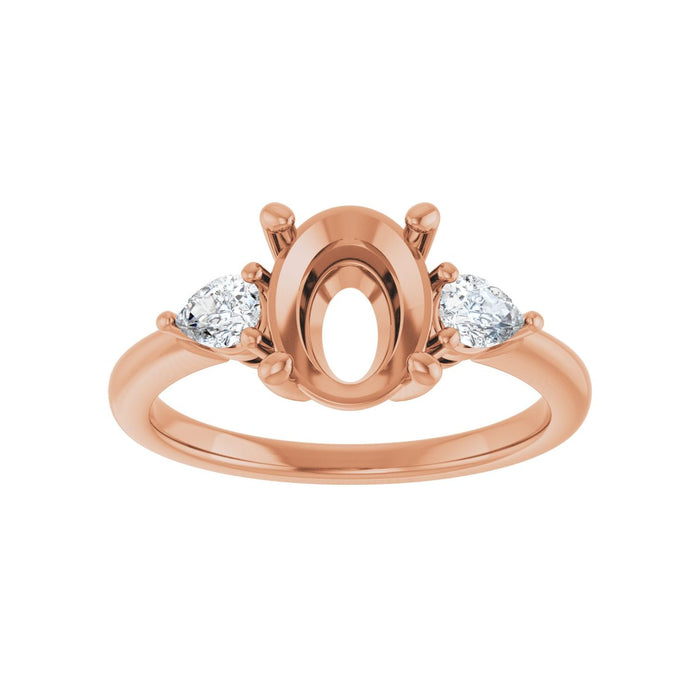 14K Rose Gold 9x7 mm Oval 1/4 CTW Lab-Grown Diamond Semi-Set Engagement Ring