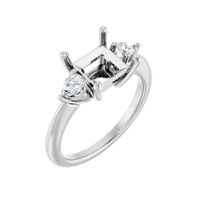 14K White Gold 7 x 7 mm Square 1/4 CTW Lab-Grown Diamond Semi-Set Engagement Ring
