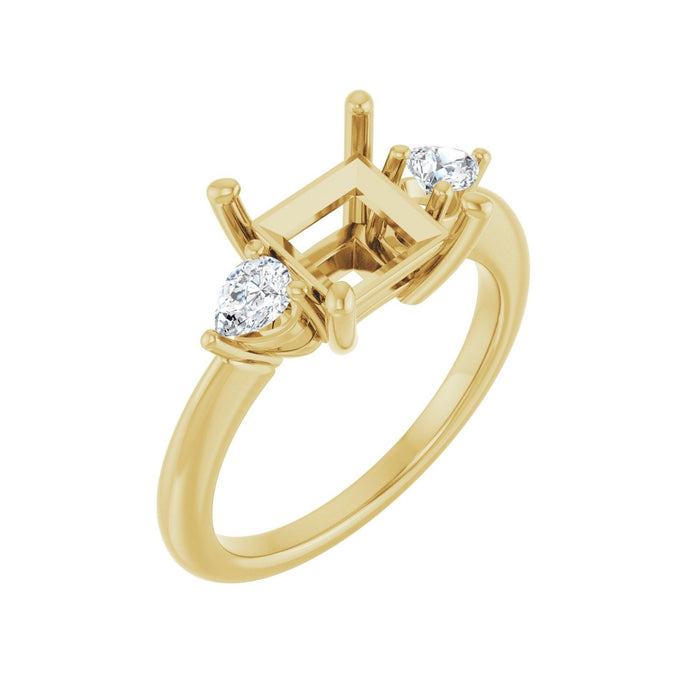 14K Yellow Gold 7 x 7 mm Square 1/4 CTW Lab-Grown Diamond Semi-Set Engagement Ring