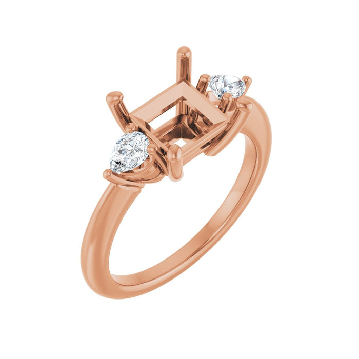 14K Rose Gold 7 x 7 mm Square 1/4 CTW Lab-Grown Diamond Semi-Set Engagement Ring