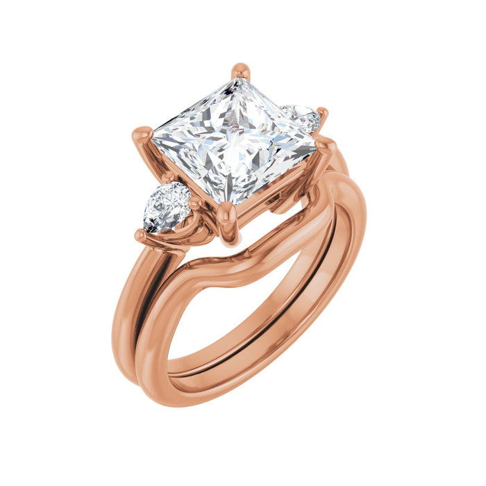 14K Rose Gold 8 x 8 mm Square 1/4 CTW Lab-Grown Diamond Semi-Set Engagement Ring