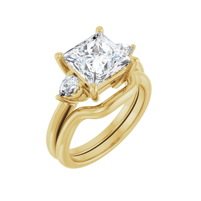 14K Yellow Gold 8 x 8 mm Square 1/4 CTW Lab-Grown Diamond Semi-Set Engagement Ring