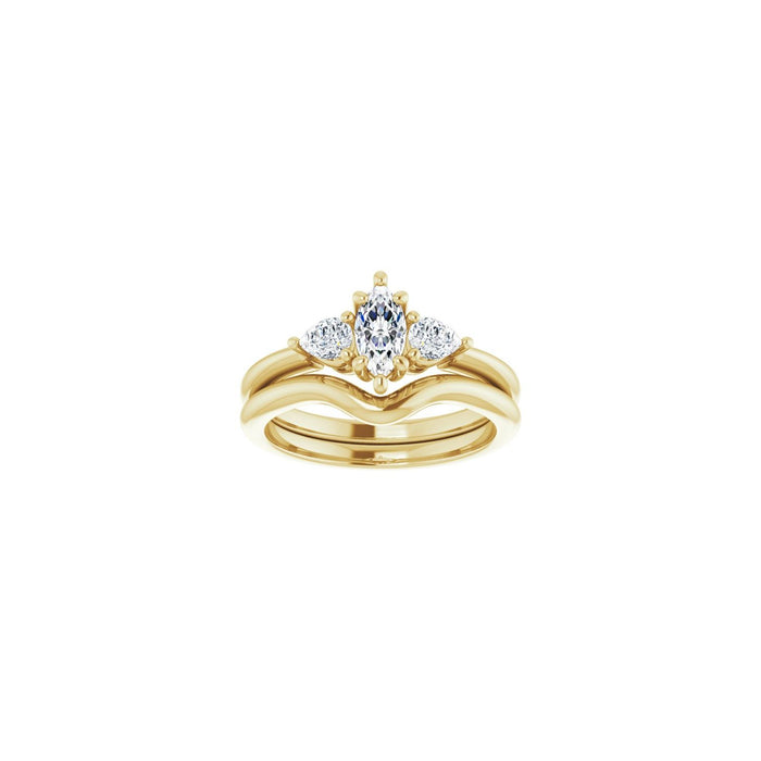 14K Yellow Gold 7 x 3.5 mm Marquise 1/4 CTW Lab-Grown Diamond Semi-Set Engagement Ring