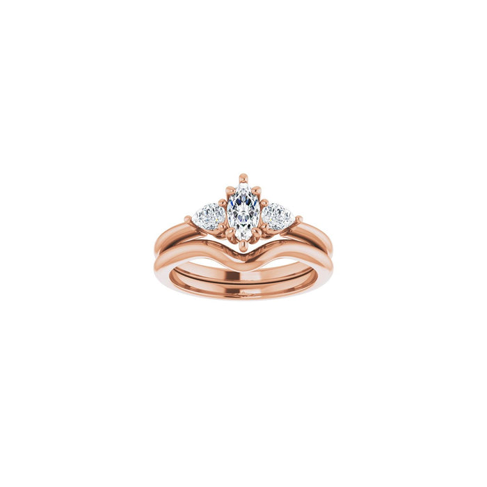 14K Rose Gold 7 x 3.5 mm Marquise 1/4 CTW Lab-Grown Diamond Semi-Set Engagement Ring