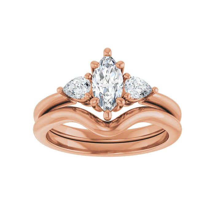 14K Rose Gold 8 x 4 mm Marquise 1/4 CTW Lab-Grown Diamond Semi-Set Engagement Ring