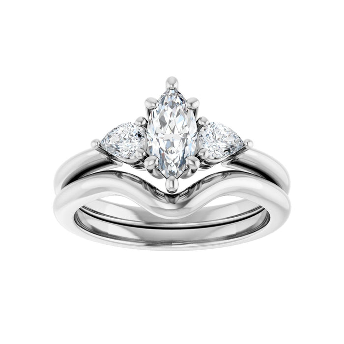14K White Gold 8 x 4 mm Marquise 1/4 CTW Lab-Grown Diamond Semi-Set Engagement Ring