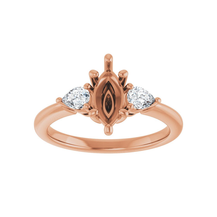 14K Rose Gold 9 x 4.5 mm Marquise 1/4 CTW Lab-Grown Diamond Semi-Set Engagement Ring