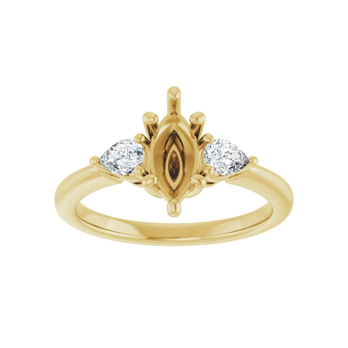 14K Yellow Gold 9 x 4.5 mm Marquise 1/4 CTW Lab-Grown Diamond Semi-Set Engagement Ring