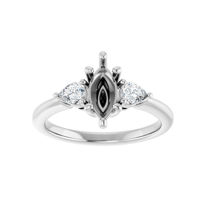 Platinum 9 x 4.5 mm Marquise 1/4 CTW Lab-Grown Diamond Semi-Set Engagement Ring