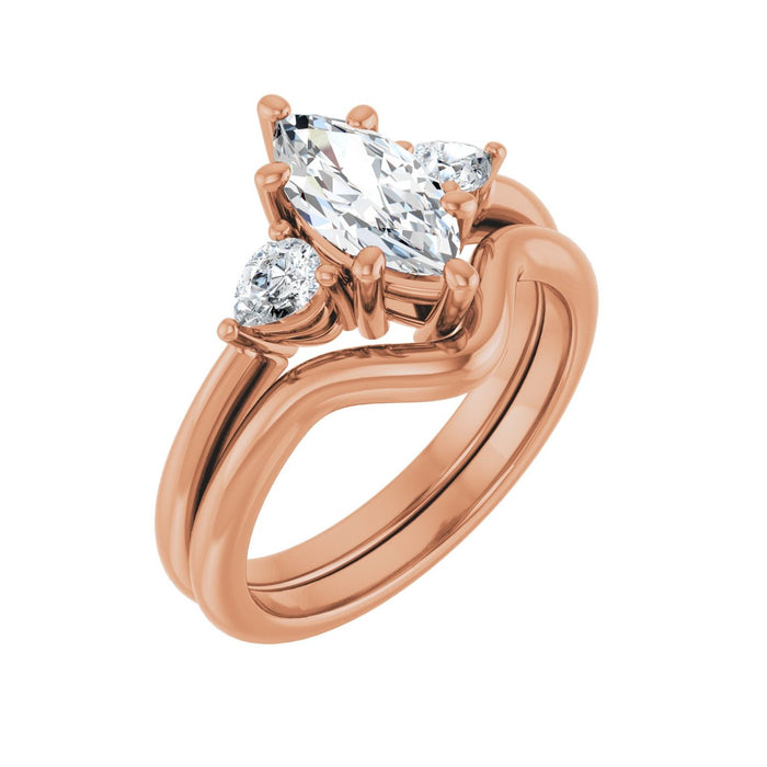 14K Rose Gold 10 x 5 mm Marquise 1/4 CTW Lab-Grown Diamond Semi-Set Engagement Ring