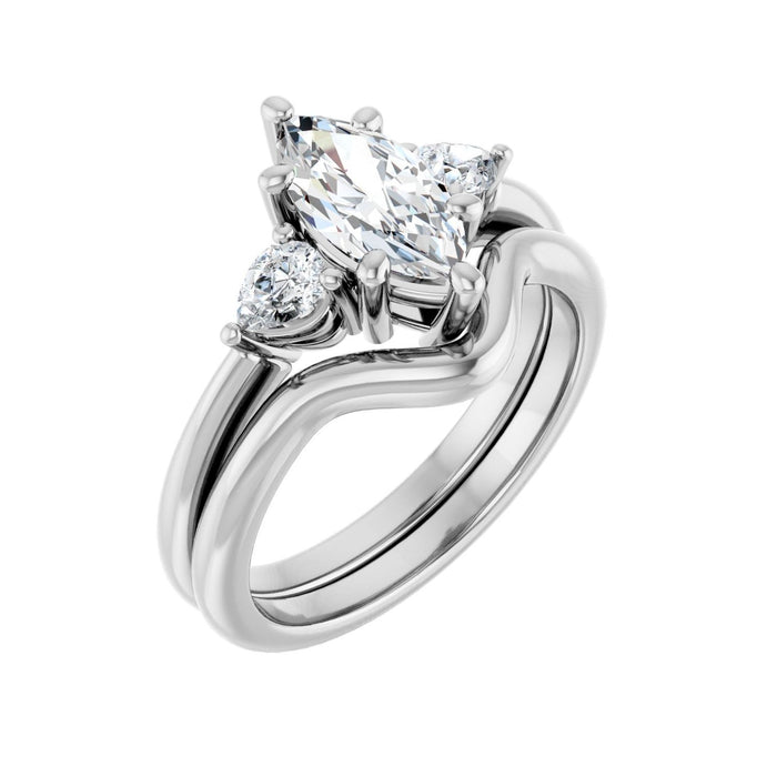 14K White Gold 10 x 5 mm Marquise 1/4 CTW Lab-Grown Diamond Semi-Set Engagement Ring