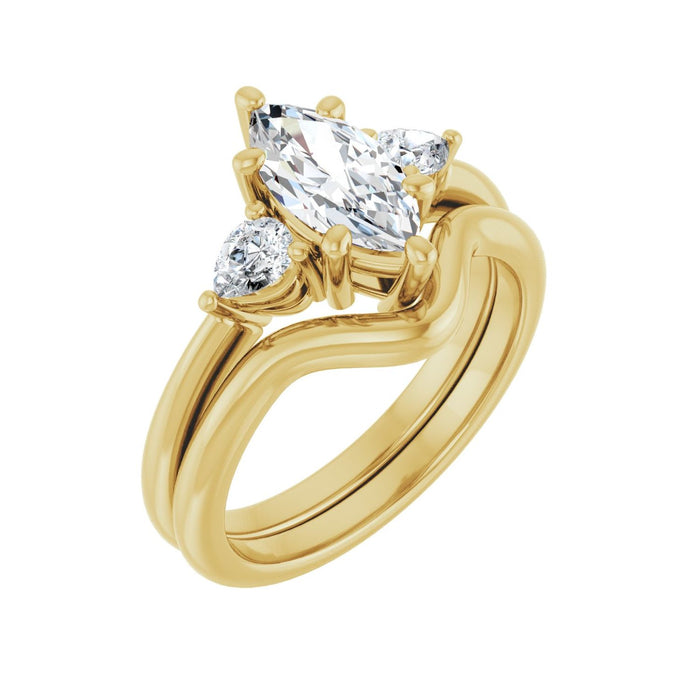 14K Yellow Gold 10 x 5 mm Marquise 1/4 CTW Lab-Grown Diamond Semi-Set Engagement Ring