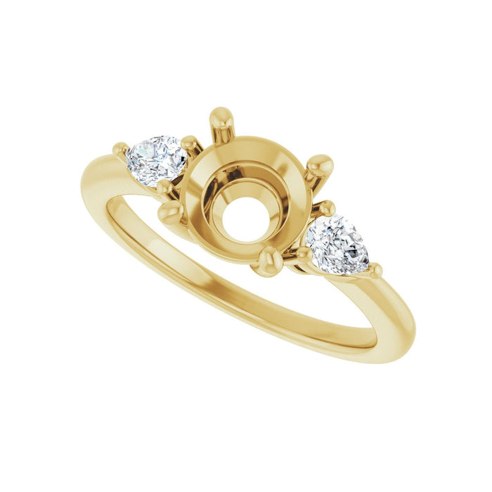14K Yellow Gold 7.4 mm Round 1/4 CTW Lab-Grown Diamond Semi-Set Engagement Ring