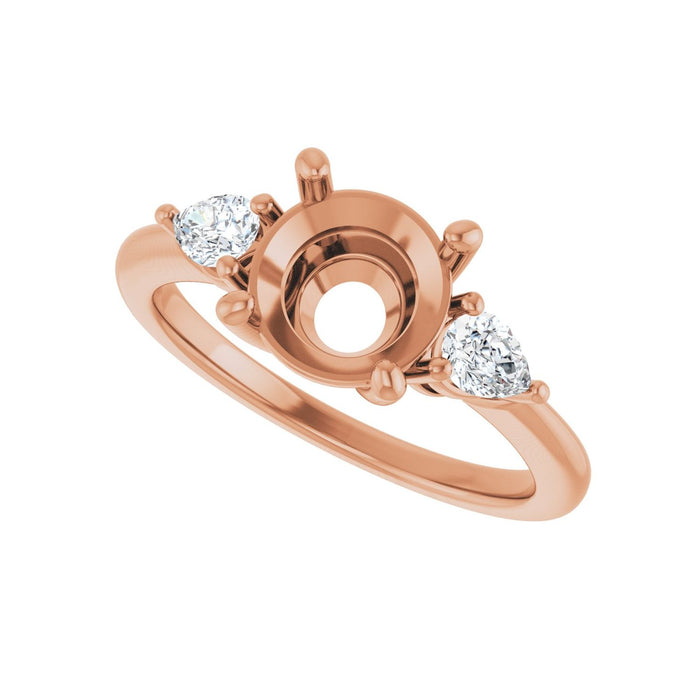 14K Rose Gold 8 mm Round 1/4 CTW Lab-Grown Diamond Semi-Set Engagement Ring