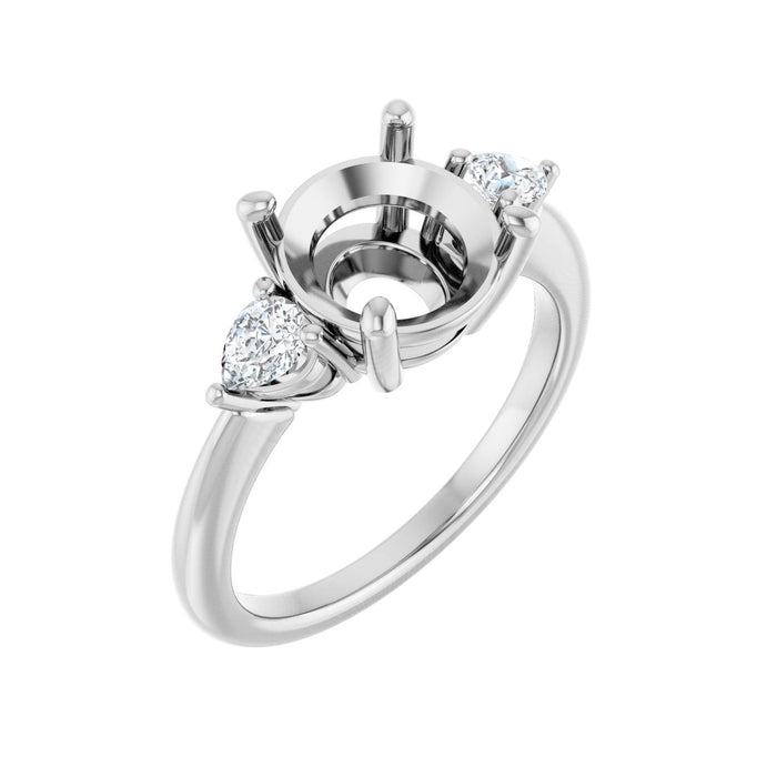 14K White Gold 9 mm Round 1/4 CTW Lab-Grown Diamond Semi-Set Engagement Ring
