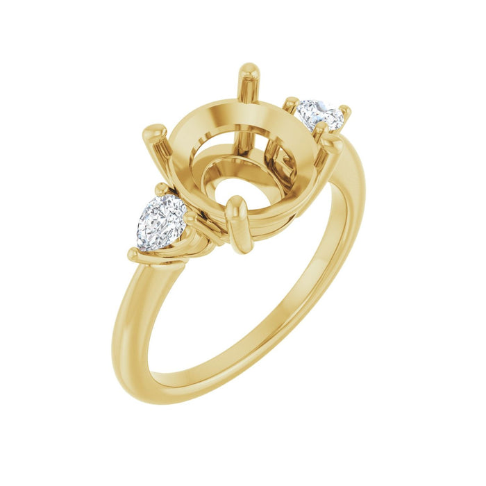 14K Yellow Gold 10 mm Round 1/4 CTW Lab-Grown Diamond Semi-Set Engagement Ring