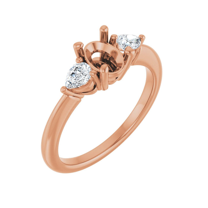 14K Rose Gold 7 x 5 mm Oval 1/4 CTW Lab-Grown Diamond Semi-Set Engagement Ring