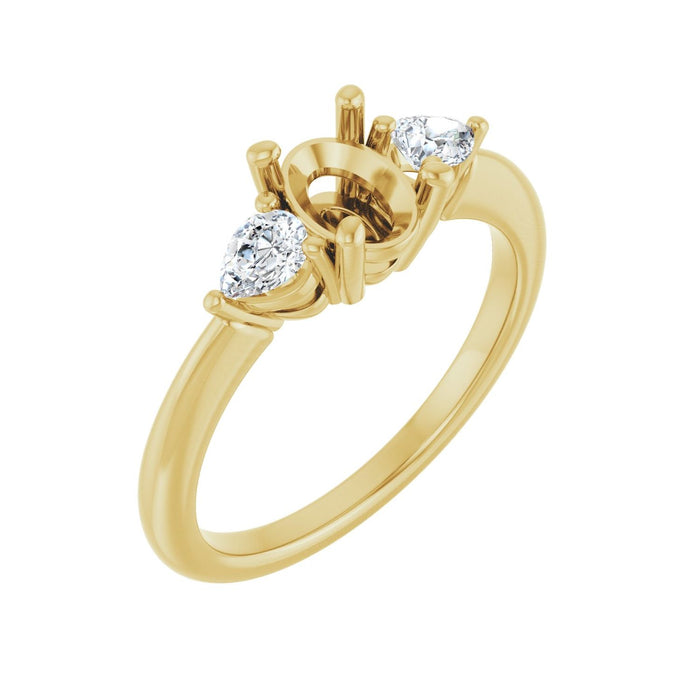 14K Yellow Gold 7 x 5 mm Oval 1/4 CTW Lab-Grown Diamond Semi-Set Engagement Ring