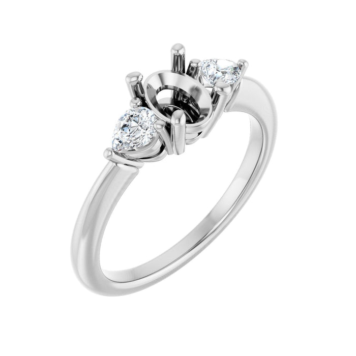 14K White Gold 7 x 5 mm Oval 1/4 CTW Lab-Grown Diamond Semi-Set Engagement Ring