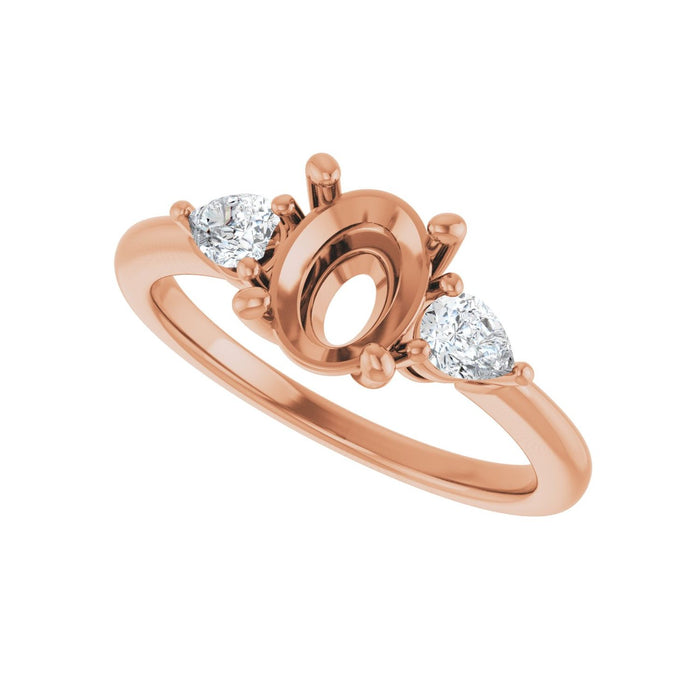 14K Rose Gold 8x6 mm Oval 1/4 CTW Lab-Grown Diamond Semi-Set Engagement Ring