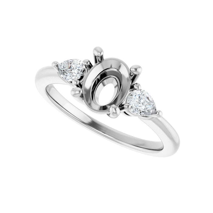 14K White Gold 8x6 mm Oval 1/4 CTW Lab-Grown Diamond Semi-Set Engagement Ring