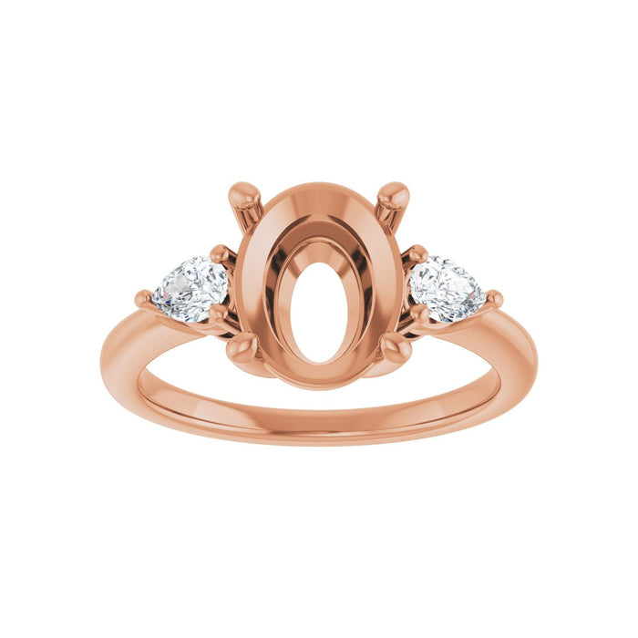 14K Rose Gold 10 x 8 mm Oval 1/4 CTW Lab-Grown Diamond Semi-Set Engagement Ring