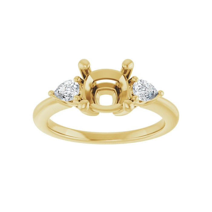 14K Yellow Gold 7 x 7 mm Cushion 1/4 CTW Lab-Grown Diamond Semi-Set Engagement Ring