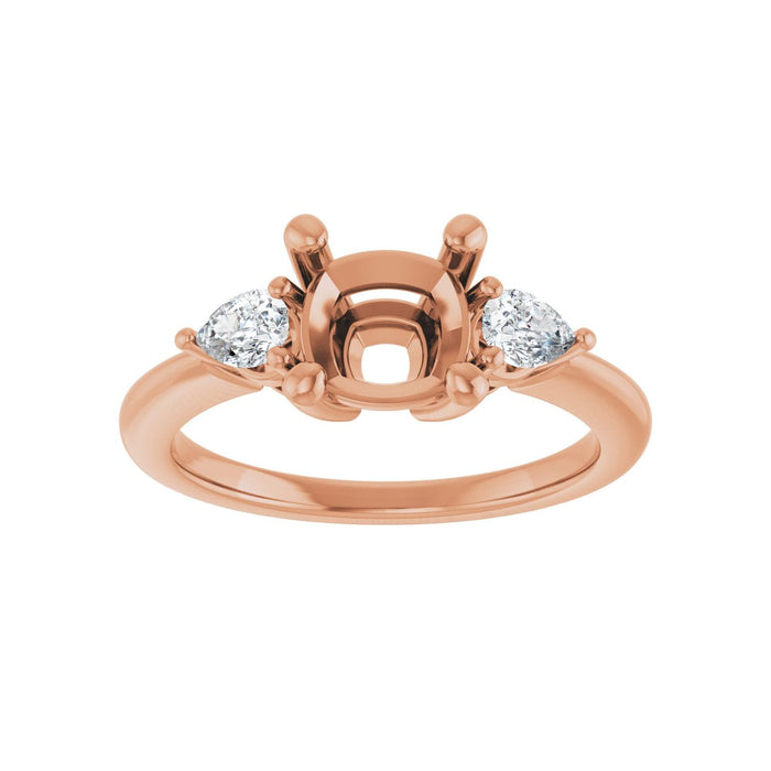 14K Rose Gold 7 x 7 mm Cushion 1/4 CTW Lab-Grown Diamond Semi-Set Engagement Ring