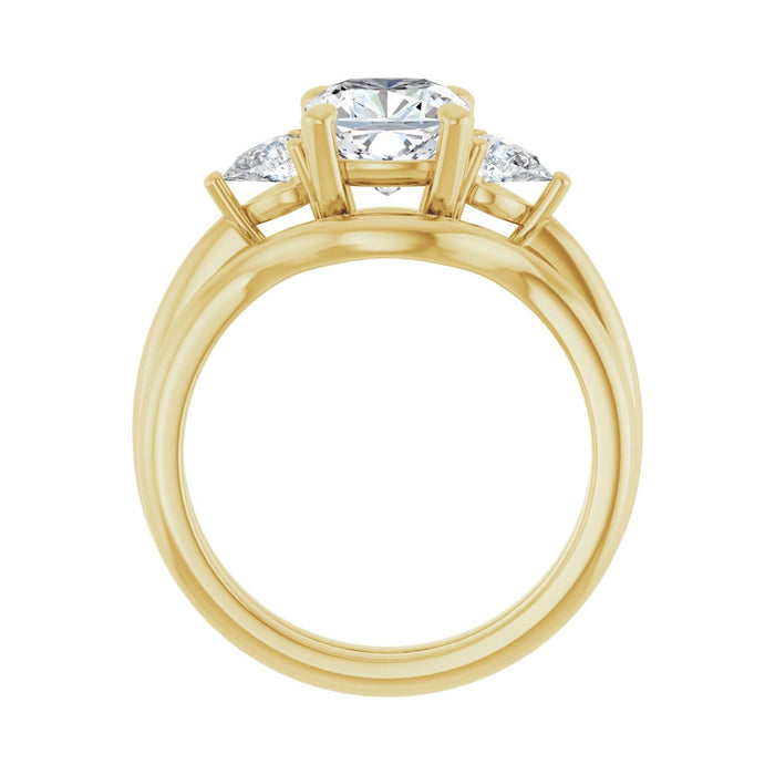 14K Yellow Gold 7 x 7 mm Cushion 1/4 CTW Lab-Grown Diamond Semi-Set Engagement Ring