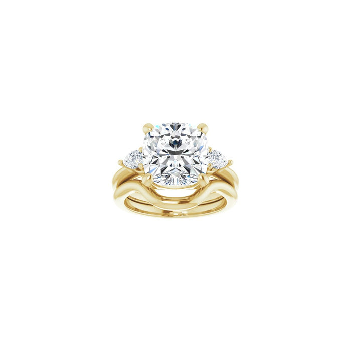 14K Yellow Gold 10 x 10 mm Cushion 1/4 CTW Lab-Grown Diamond Semi-Set Engagement Ring