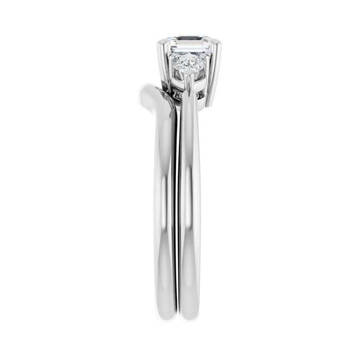 Platinum 5 x 5 mm Asscher 1/4 CTW Lab-Grown Diamond Semi-Set Engagement Ring