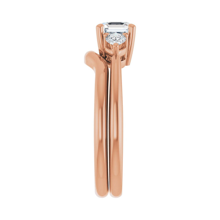 14K Rose Gold 5 x 5 mm Asscher 1/4 CTW Lab-Grown Diamond Semi-Set Engagement Ring