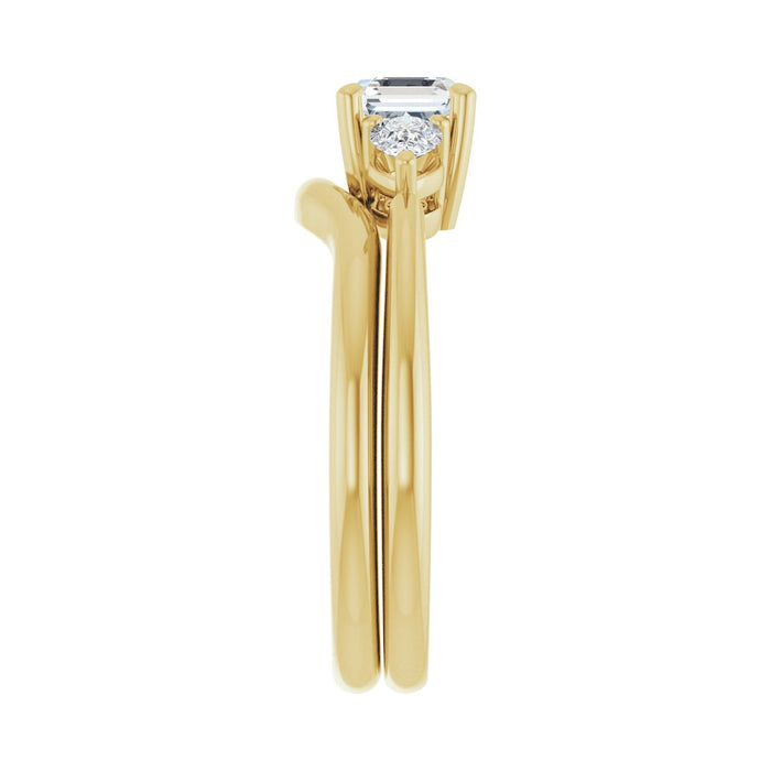 14K Yellow Gold 5 x 5 mm Asscher 1/4 CTW Lab-Grown Diamond Semi-Set Engagement Ring