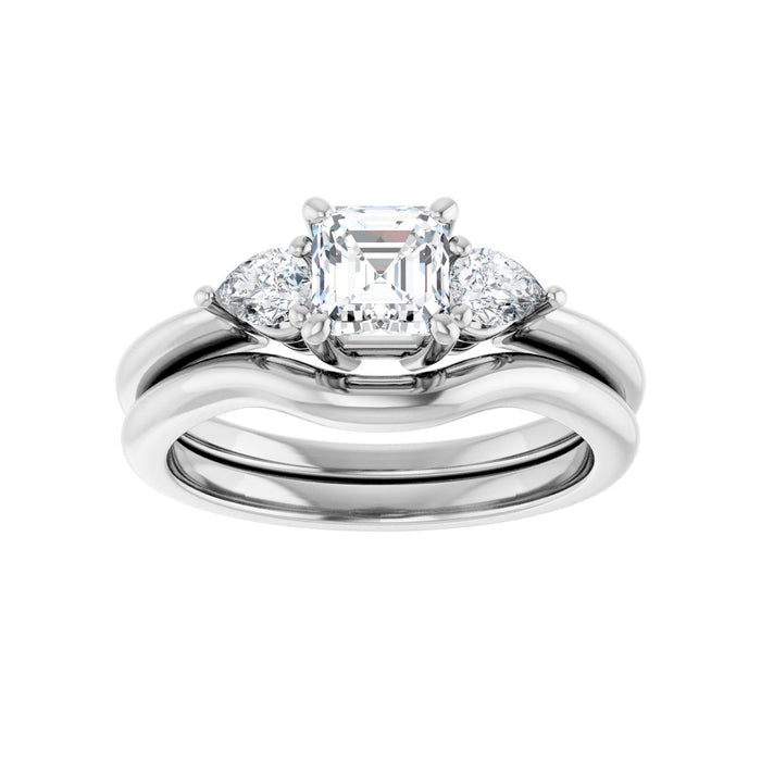 Platinum 5 x 5 mm Asscher 1/4 CTW Lab-Grown Diamond Semi-Set Engagement Ring