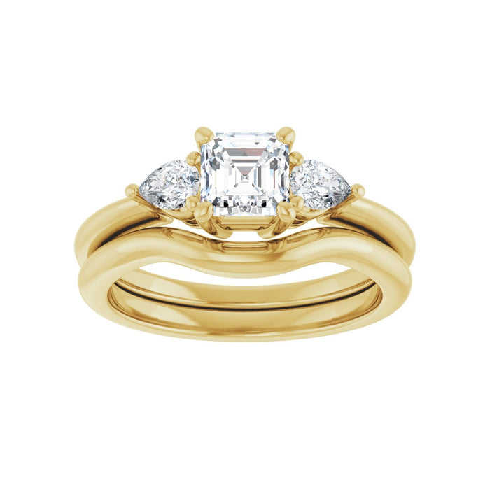 14K Yellow Gold 5 x 5 mm Asscher 1/4 CTW Lab-Grown Diamond Semi-Set Engagement Ring