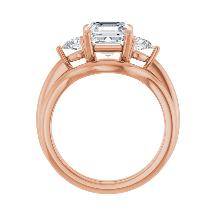 14K Rose Gold 7 x 7 mm Asscher 1/4 CTW Lab-Grown Diamond Semi-Set Engagement Ring