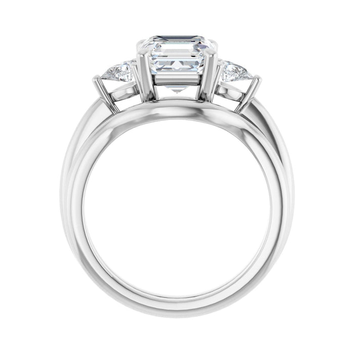 Platinum 7 x 7 mm Asscher 1/4 CTW Lab-Grown Diamond Semi-Set Engagement Ring