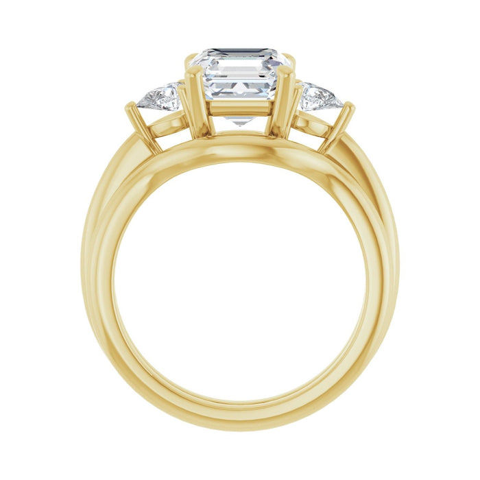 14K Yellow Gold 7 x 7 mm Asscher 1/4 CTW Lab-Grown Diamond Semi-Set Engagement Ring