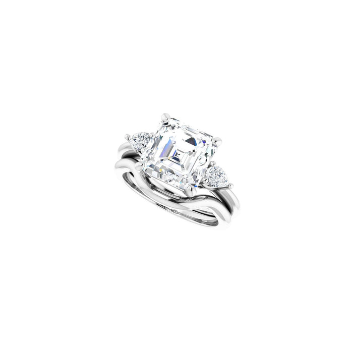 Platinum 9 x 9 mm Asscher 1/4 CTW Lab-Grown Diamond Semi-Set Engagement Ring