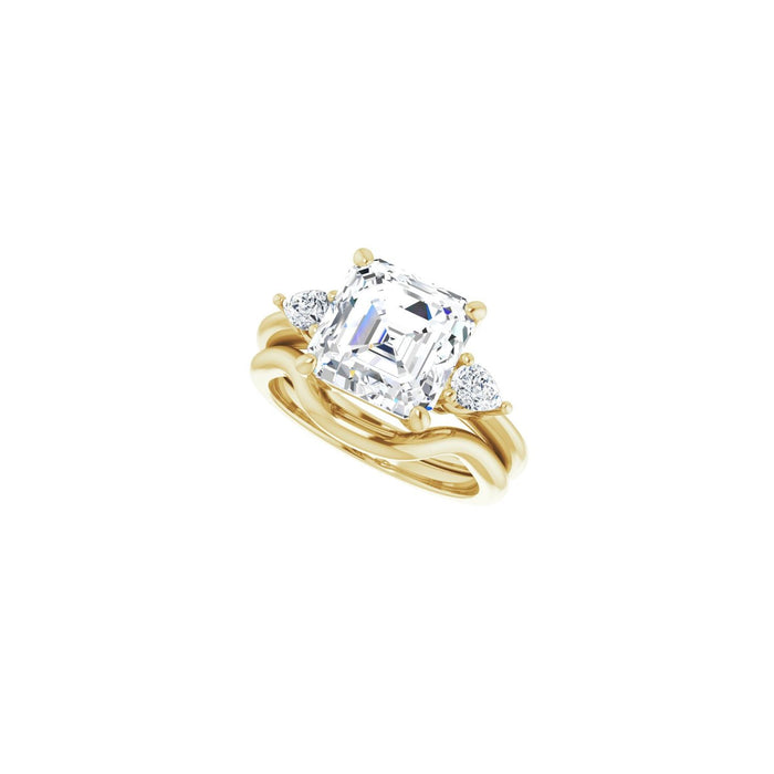 14K Yellow Gold 9 x 9 mm Asscher 1/4 CTW Lab-Grown Diamond Semi-Set Engagement Ring